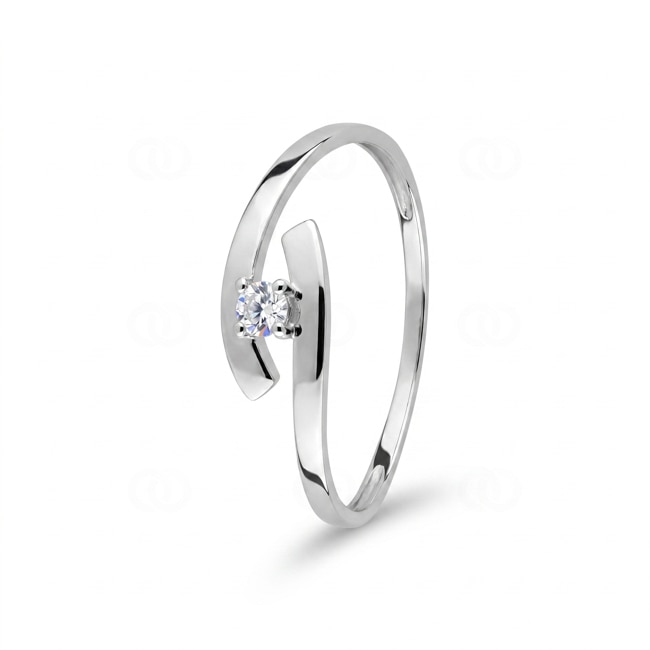 Solitärring 375/9 K Weissgold mit Zirkonia - 09SA501GZ