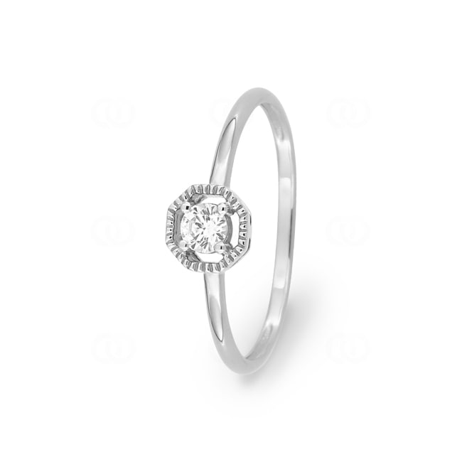 Bague solitaire or gris 375/9 ct avec zircone - 197526.Z1