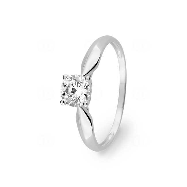 Bague solitaire or gris 375/9 ct avec zircone en 4 griffes - 09SC90GZ