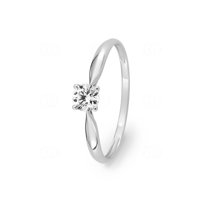 Solitärring 375/9 K Weissgold mit Zirkonia in 4-Griff - 09SG37GZ