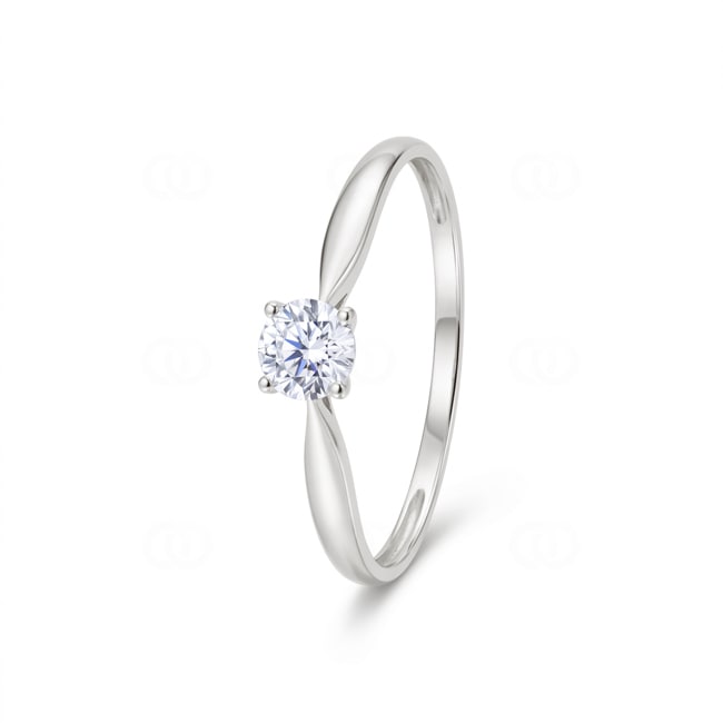 Bague solitaire or gris 375/9 ct avec zircone en 4 griffes - 09SG37GZ