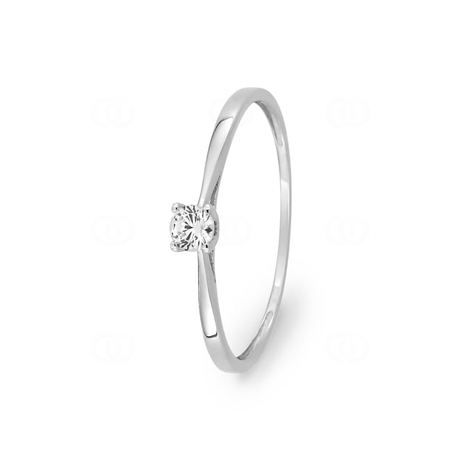 Bague solitaire or gris 375/9 ct avec zircone en 4 griffes Bague solitaire or gris 375/9 ct avec zircone en 4 griffes - 09SH03GZ