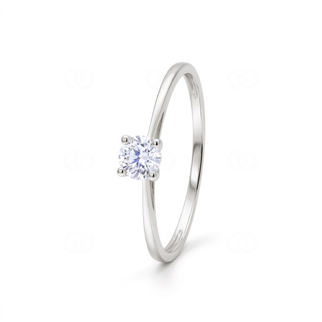Bague solitaire or gris 375/9 ct avec zircone en 4 griffes - 193060.Z1