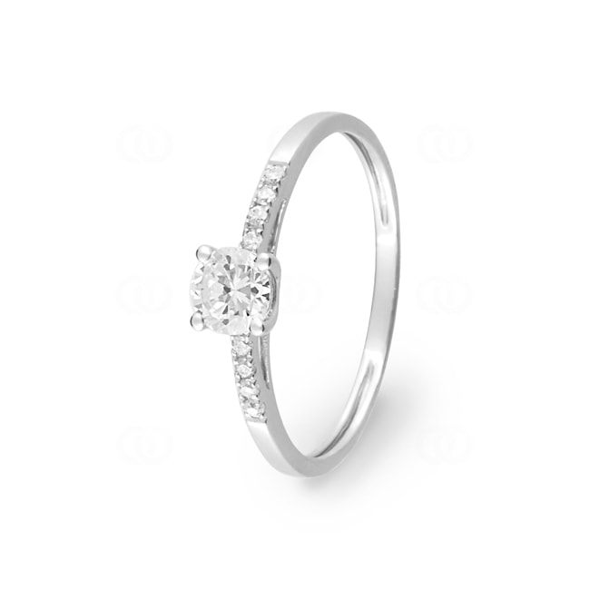 Bague solitaire accompagné or gris 375/9 ct avec zircones - 197388.Z1