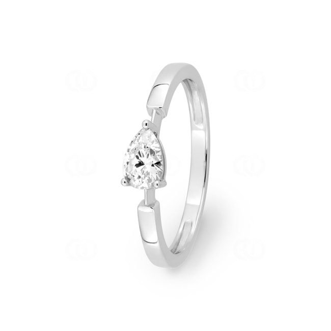 Solitaire Ring 375/9 K White Gold with Pear Cut Cubic Zirconia - 197506.Z1