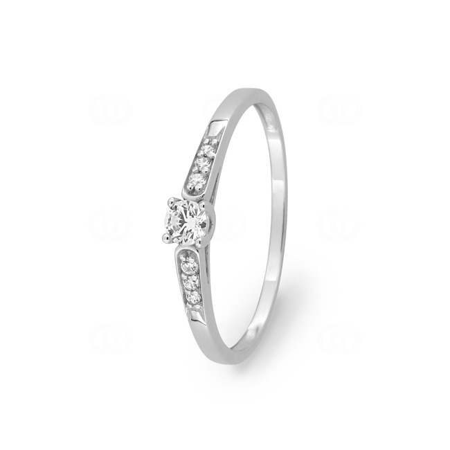 Bague solitaire accompagné or gris 375/9 ct avec zircones - 09SA508GZ