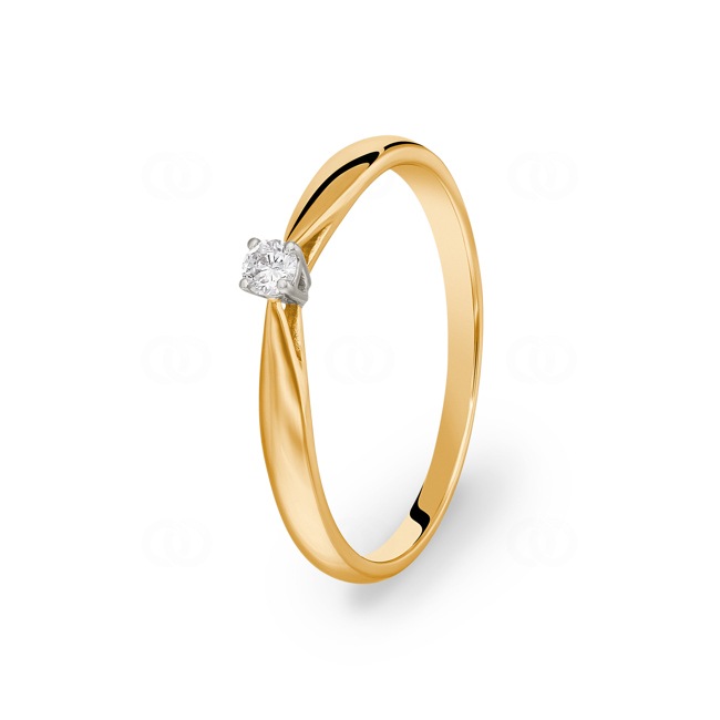 Bague solitaire or bicolore 750/18 ct avec diamant 0.08 ct H/si Ø 58 - PR9238-01