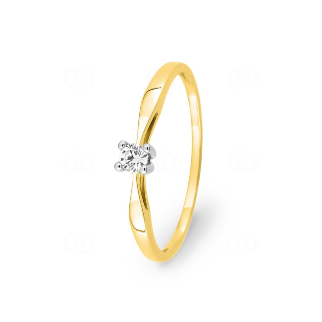 Solitaire Ring 750/18 K Yellow and White Gold with Cubic Zirconia in 4 Prongs - 1.575.Z3