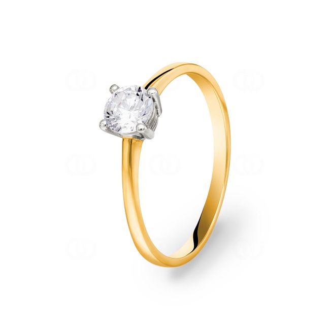 Solitärring 750/18 K Gelb-/ Weissgold mit Zirkonia Ø 56 - PR9581-1