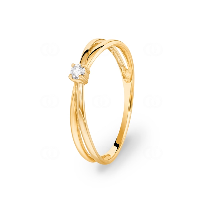 Solitärring 750/18 K Gelbgold mit Diamant 0.06 ct H/Si Ø 54 - PR10646/01