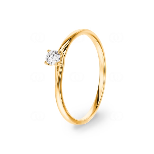 Solitaire Ring 750/18 K Yellow Gold with Diamond 0.12ct H/Si - RI-70120-GG