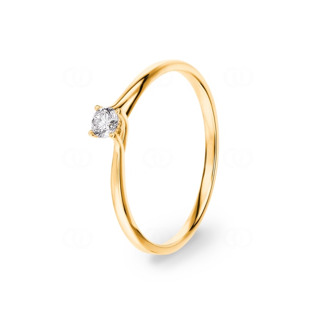 Solitaire Ring 750/18 K Yellow Gold with Diamond 0.12ct H/Si - RI-70121-GG