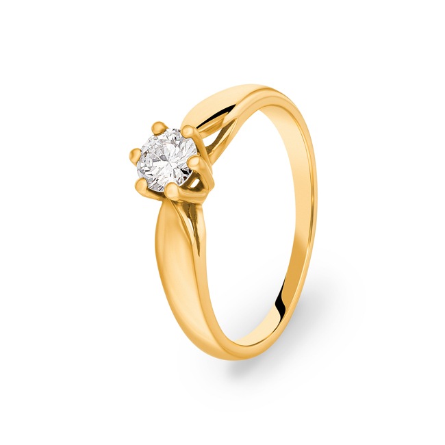 Solitaire Ring 750/18 K Yellow Gold with Diamond 0.33 ct H/vs Ø 52 - PR09260/1