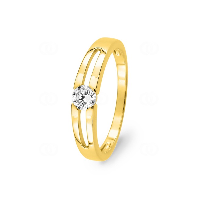 Bague solitaire or jaune 750/18 ct avec zircone - 1.507.Z0