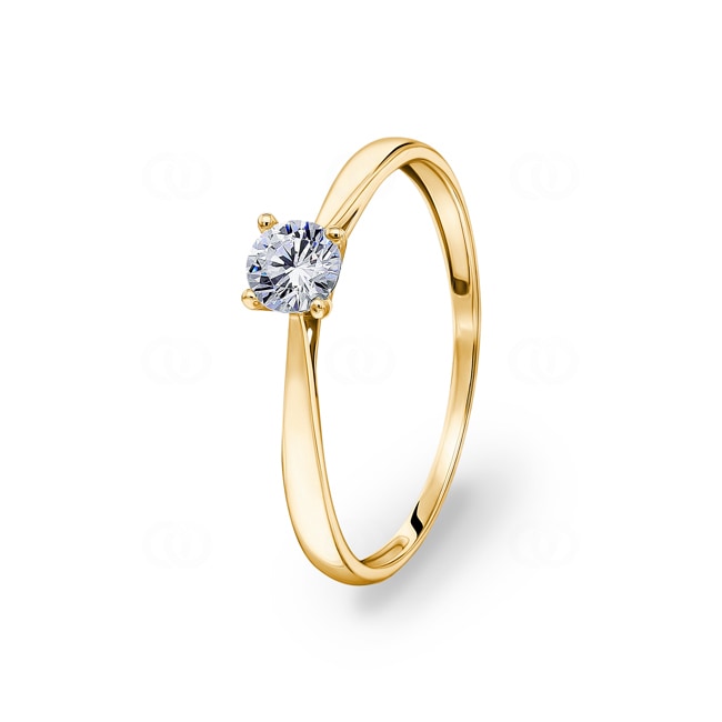 Solitaire Ring 750/18 K Yellow Gold with Cubic Zirconia 4 Prongs - IE012JZ