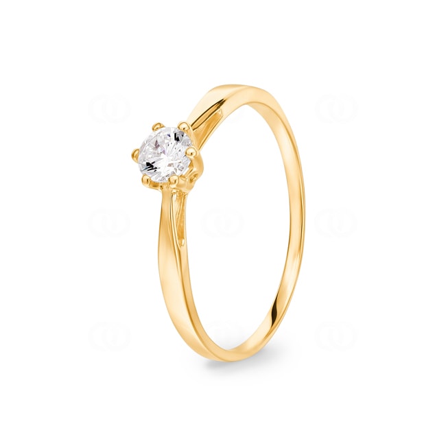 Bague Solitaires or jaune 750/18 ct avec zircone 6 griffes - 1.583.Z0