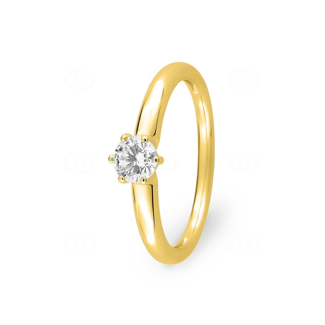 Solitaire Ring 750/18 K Yellow Gold with Cubic Zirconia 6 Prongs - 1.7180.Z0