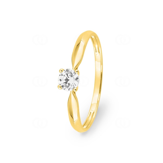 Bague solitaire or jaune 750/18 ct avec zircone en 4 griffes - 1.7075.Z0