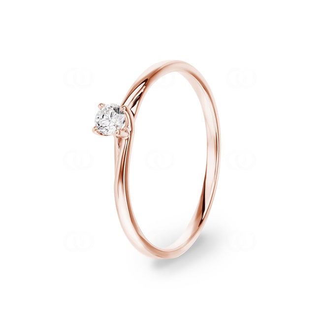Solitärring 750/18 K Roségold mit Diamant 0.12ct H/Si - RI-70120-RG