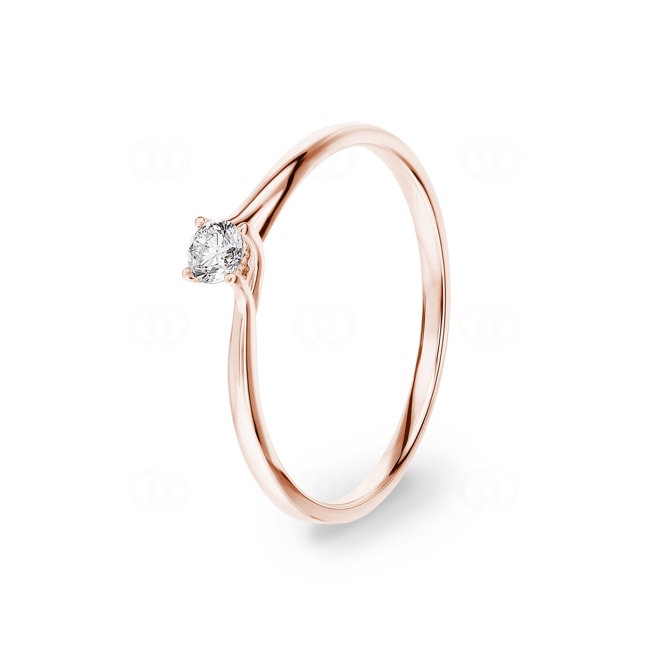 Solitaire Ring 750/18 K Rose Gold with Diamond 0.12ct H/Si - RI-70121-RG