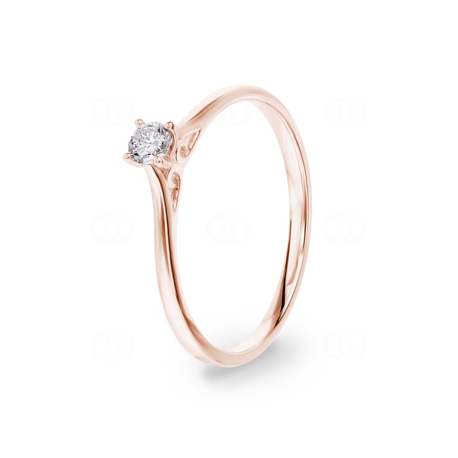 Solitaire Ring 750/18 K Rose Gold with Diamond 0.12ct H/Si - RI-70124-RG