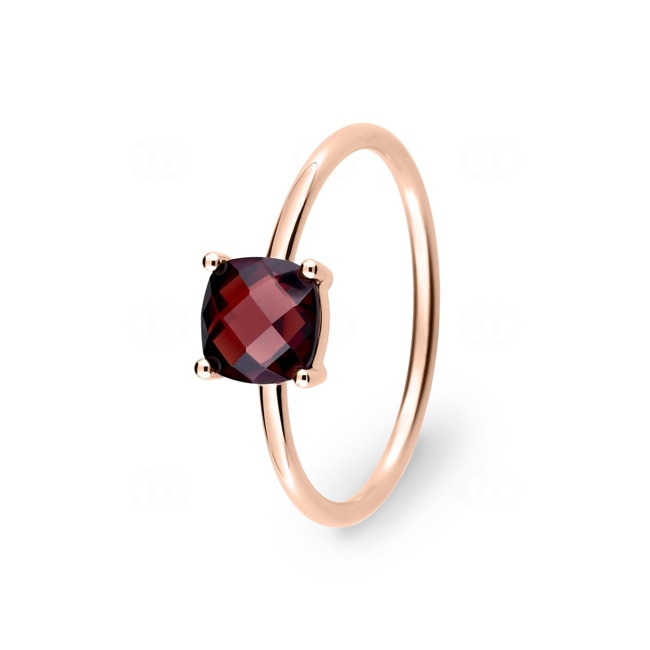 Solitärring 750/18 K Roségold mit Granat Kissen - J10001.G4