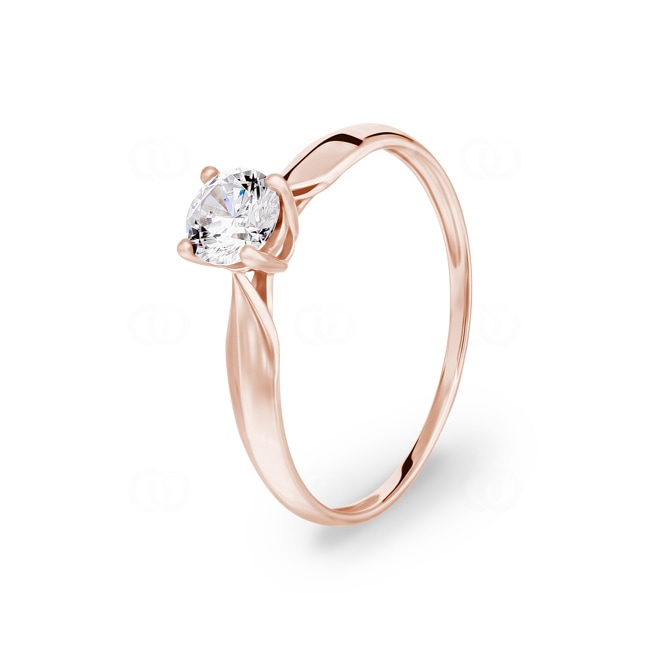 Solitaire Ring 750/18 K Rose Gold with Cubic Zirconia 4 Prongs - 1.7076.Z4