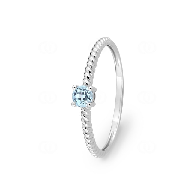 Solitaire Ring 750/18 K White Gold with round Blue Topaz - 1.7457.T1
