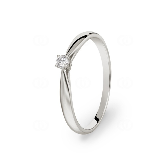 Solitärring 750/18 K Weissgold mit Diamant 0.07 ct H/si Ø 58 - PR9238-01-WG