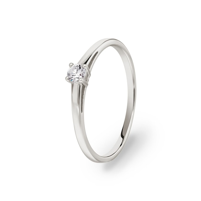 Bague solitaire or gris 750/18 ct avec diamant 0.12 ct H/si Ø 54 - PR11304-1-WG