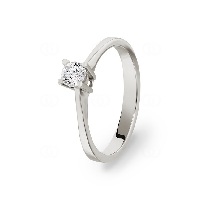 Solitaire Ring 750/18 K White Gold with Diamond 0.27 ct H/si Ø 54 - PYZ42723