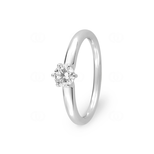 Solitaire Ring 750/18 K White Gold with Cubic Zirconia 6 Prongs - 1.7180.Z1