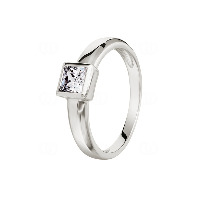 Solitaire Ring 750/18 K White Gold with Cubic Zirconia Ø 54 - PR8228/1-1