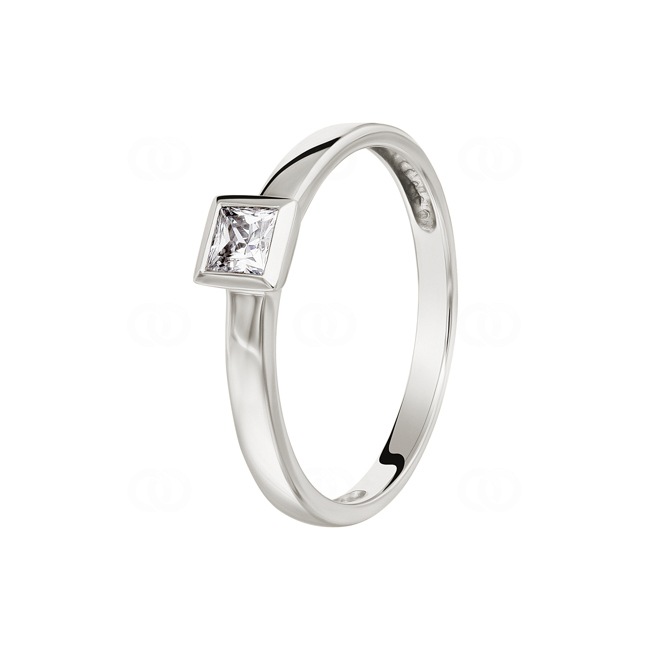 Solitaire Ring 750/18 K White Gold with Cubic Zirconia Ø 56 - PR9263/1-1