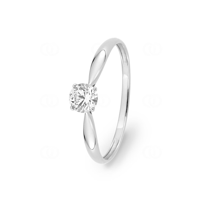 Bague solitaire or gris 750/18 ct avec zircone en 4 griffes - 1.7075.Z1
