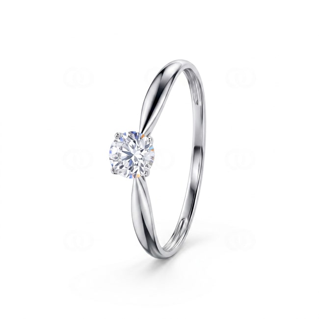 Bague solitaire or gris 750/18 ct avec zircone en 4 griffes - 1.7075.Z1