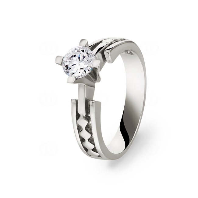 Solitaire Ring 750/18 K White Gold with Cubic Zirconia Ø 54 - G131