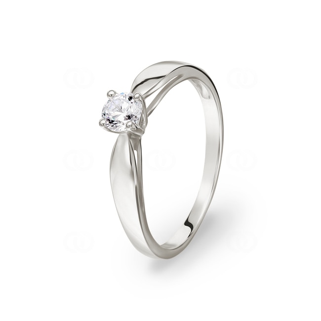 Bague Solitaires Argent 925 rhodié avec zircone 4 griffes Ø 4.2mm - ASRX14Z
