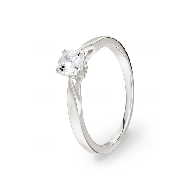 Solitaire Ring 925 Silver rhodium-plated with Cubic Zirconia 4 Prongs Ø 4.75mm - 337090.1
