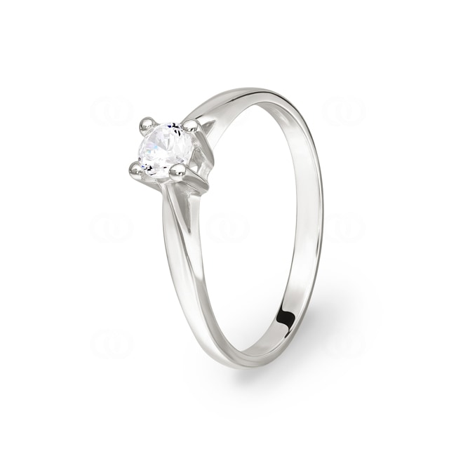 Solitaire Ring 925 Silver rhodium-plated with Cubic Zirconia 4 Prongs Ø 4mm - 337437.1