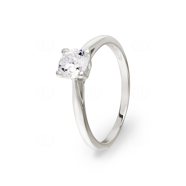 Solitaire Ring 925 Silver rhodium-plated with Cubic Zirconia 4 Prongs Ø 5.5mm - 337436.1