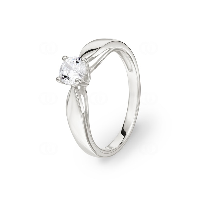 Bague Solitaires Argent 925 rhodié avec zircone 4 griffes Ø 5mm - ASRX15Z