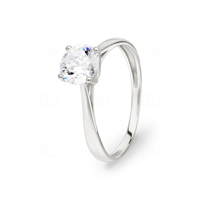 Solitaire Ring 925 Silver rhodium-plated with Cubic Zirconia 4 Prongs Ø 6.5mm - 337435.1