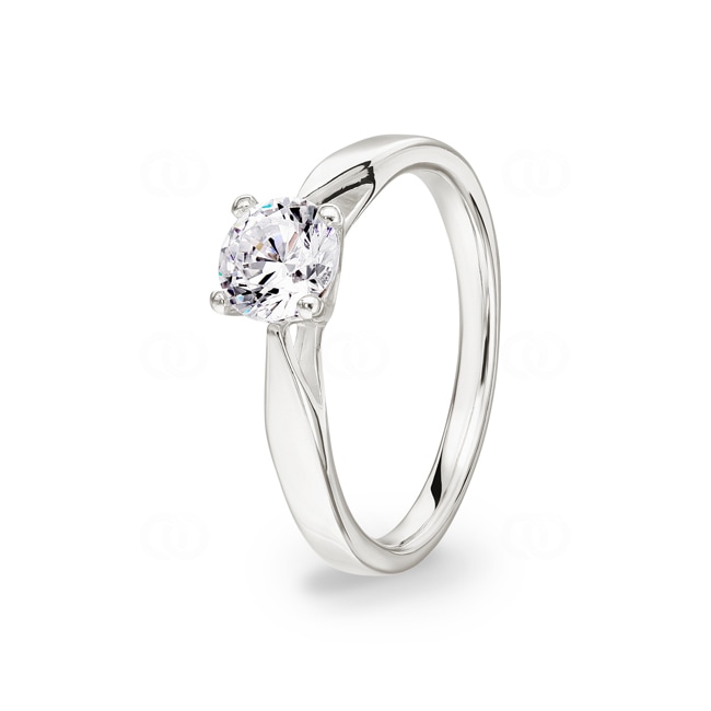 Solitaire Ring 925 Silver rhodium-plated with Cubic Zirconia 4 Prongs Ø 6mm - 307056.1