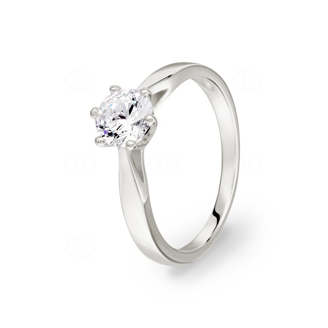 Solitärring 925 Silber rhodiniert mit Zirkonia 6-Griff Ø 6mm - 337129.1