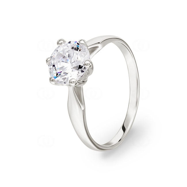 Solitärring 925 Silber rhodiniert mit Zirkonia 6-Griff Ø 7.5mm - 337585.1
