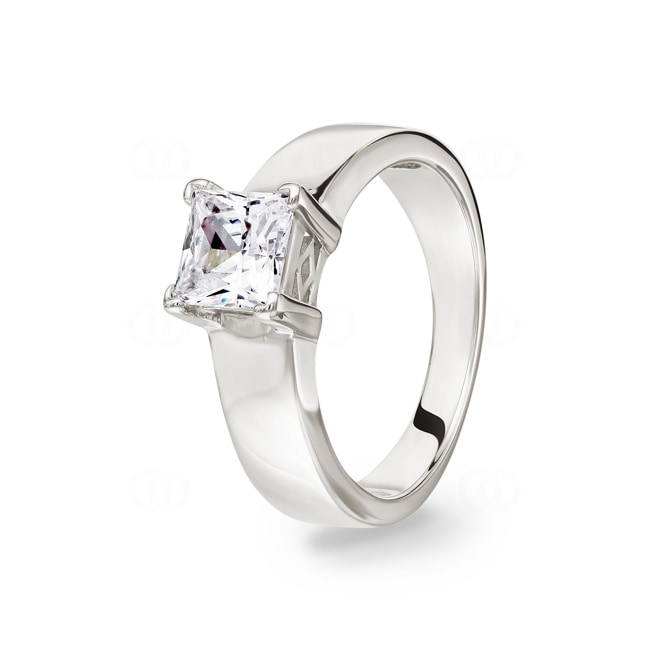 Bague Solitaires Argent 925 rhodié avec zircone carrée - 307716.1