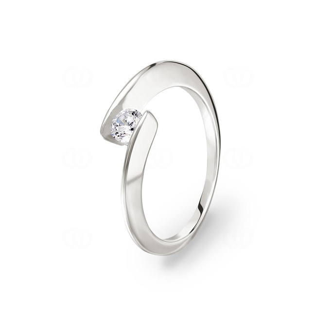 Bague Solitaires Argent 925 rhodié avec zircone Ø 4mm - 307365.1