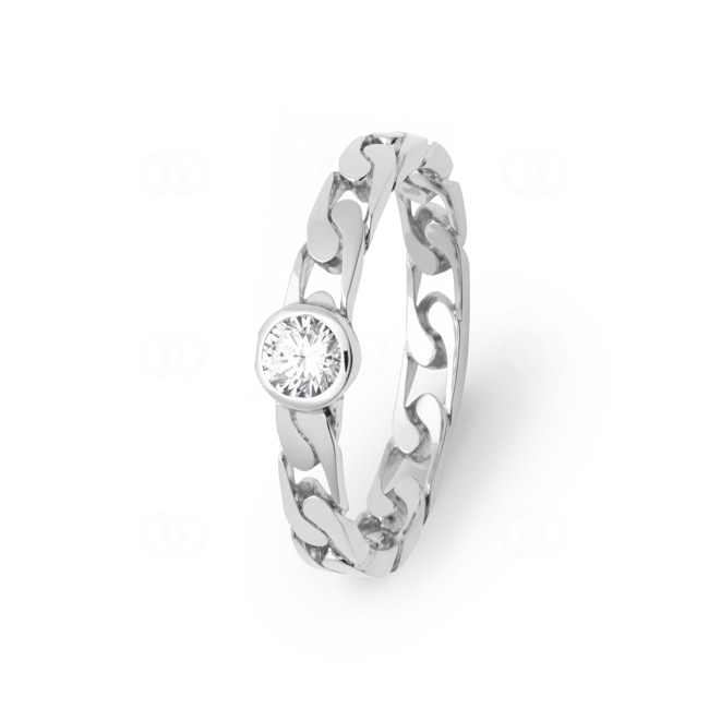 Bague Solitaire Argent 925 Rhodie avec zircone - RI-1909710-925