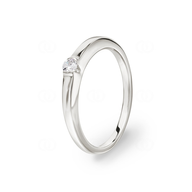Bague Solitaires Argent 925 rhodié avec zircone ronde Ø 2.5mm - 337280.1